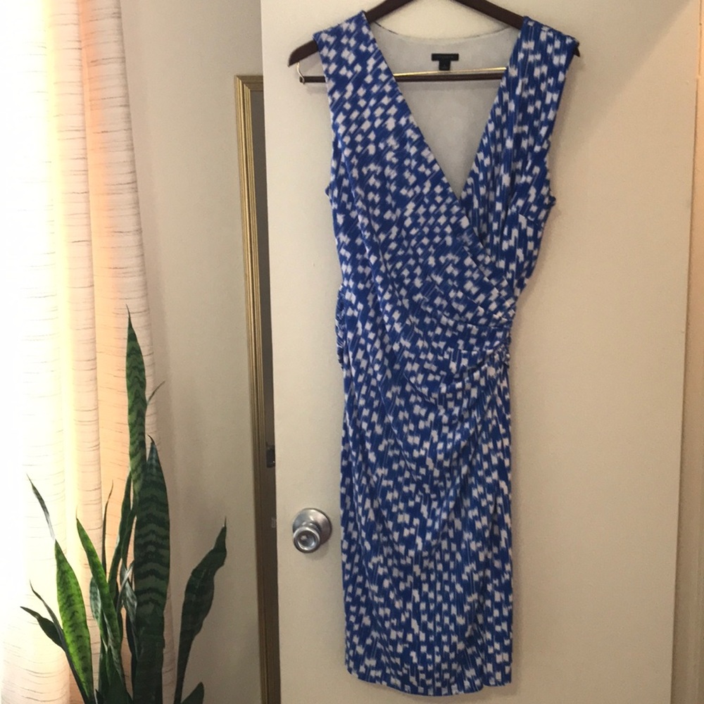 Ann Taylor Blue and White Wrap Dress